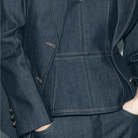 ZARA ZW COLLECTION DENIM PEPLUM BUSTIER - Picture 8 of 9